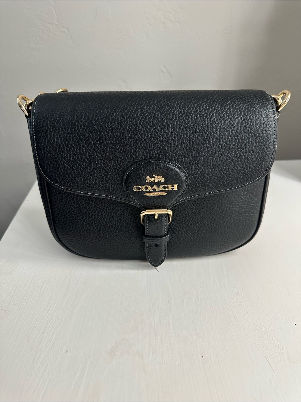 Coach Black Pebble Leather Crossbody Bag